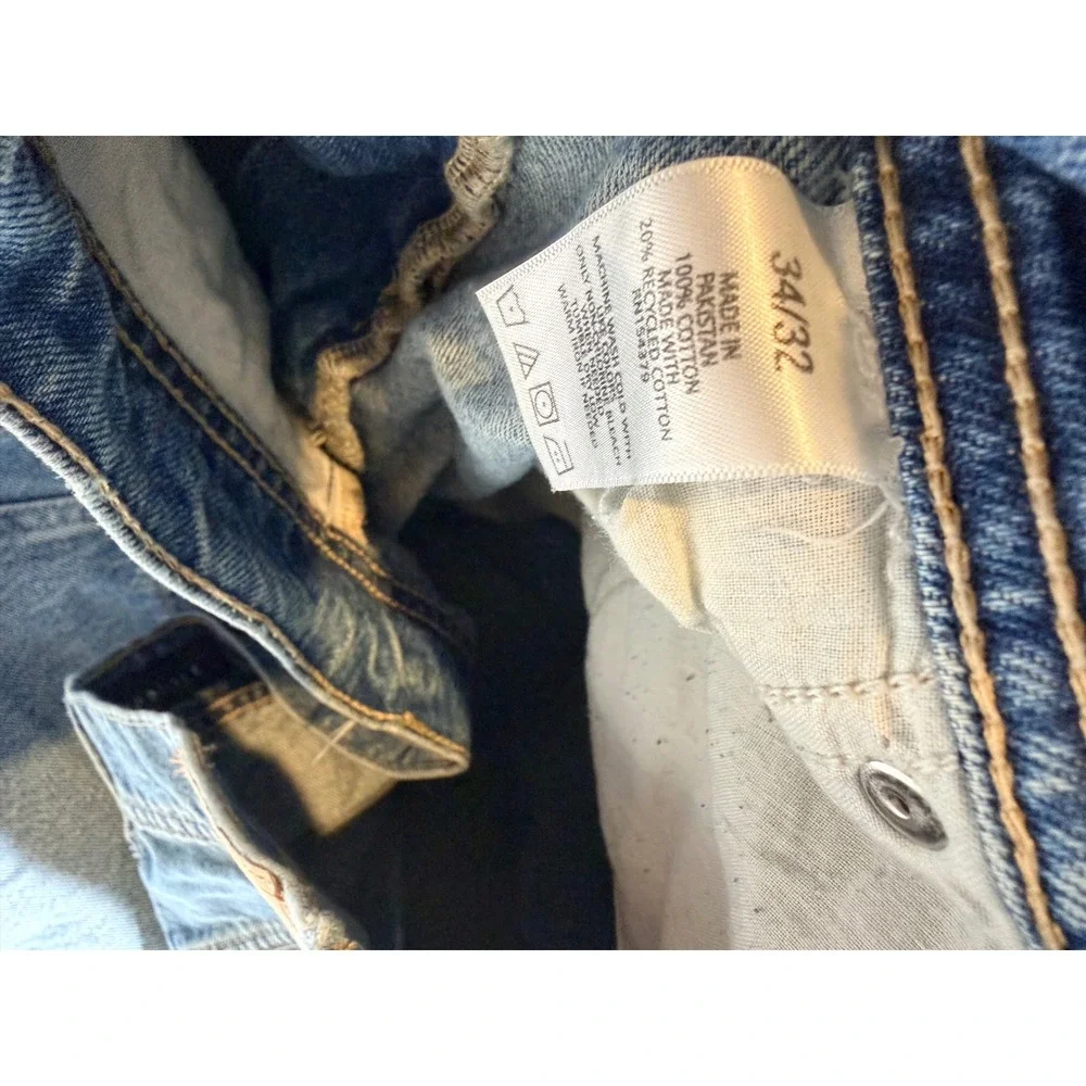 Aeropostale Carpenter Jeans Mens 34/32 Light Blue Baggy Utility Distressed Hem